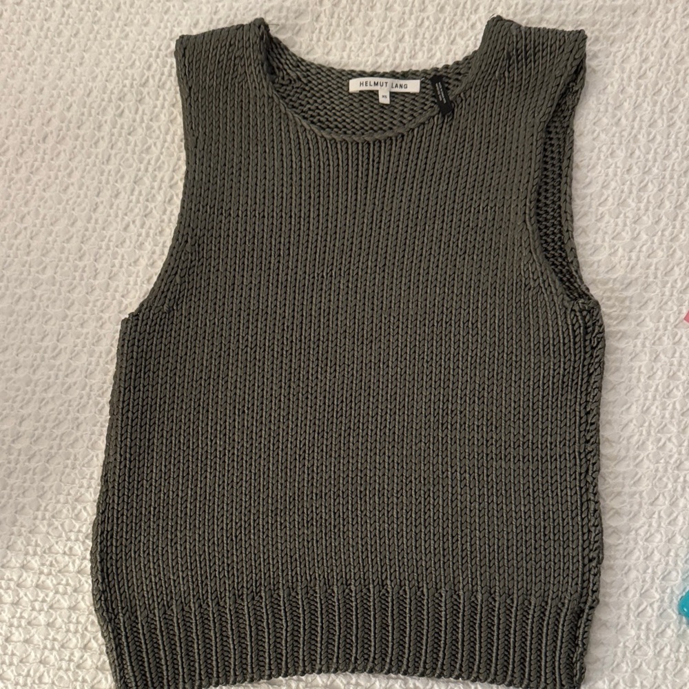 Helmut Lang Dark Green Sleeveless Knit Top